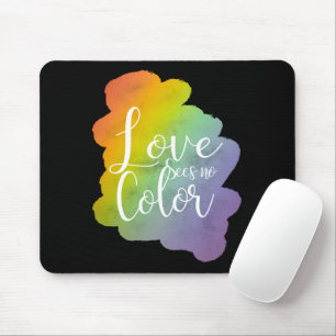 Mousepad Amor Não Vê Cor Citar Arco-Íris Preto
