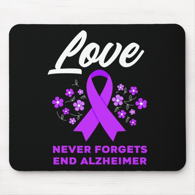 Mousepad Amor nunca esquece o mal de Alzheimer de ponta (Frente)