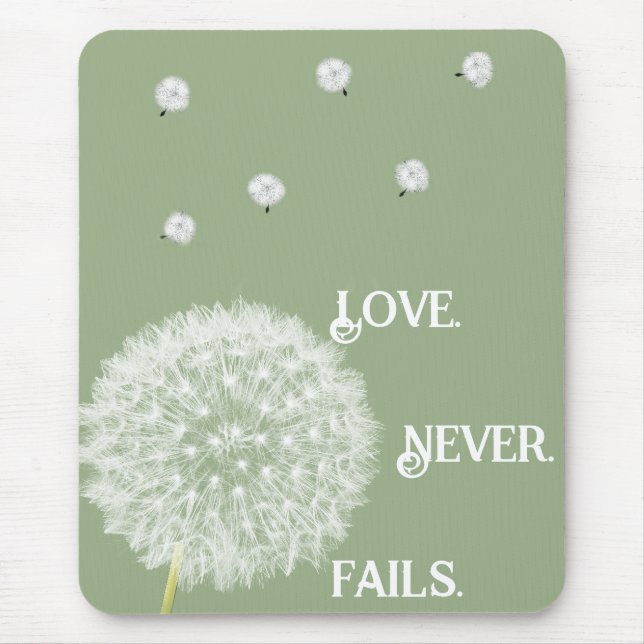 Mousepad Amor Nunca Falha Dandelion1 Corinthians 13 (Frente)