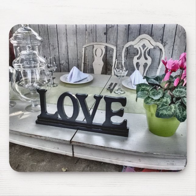 Mousepad AMOR - Recepção de casamento exterior Chique (Frente)