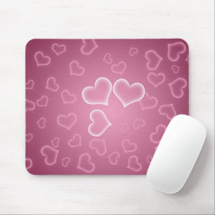 Mousepad Amor, Romance, Corações - Rosa Púrpura Branco