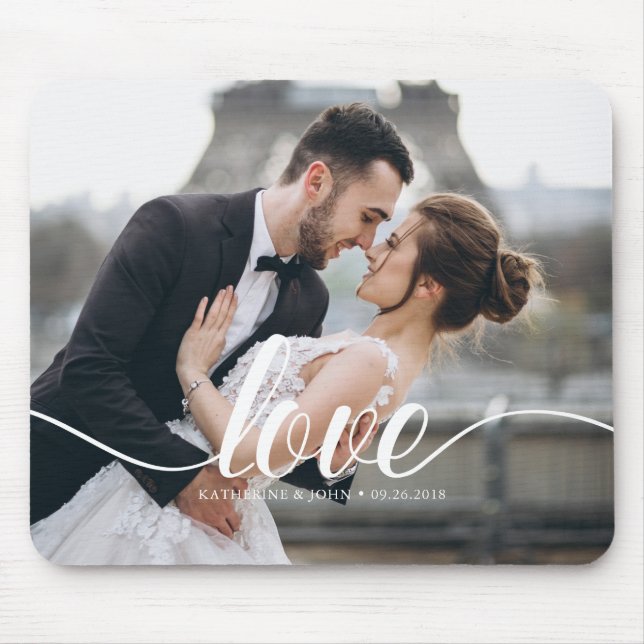 Mousepad Amor" Tipografia Sobreposição Foto Personalizada (Frente)