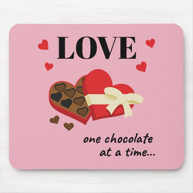 Mousepad Amor Um Chocolate por Vez Engraçado (Frente)