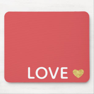 Mousepad Amor Vermelho Coração Dourado