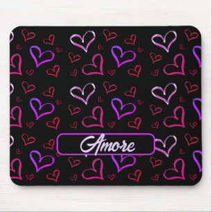 Mousepad Amore Red E Purple Hearts