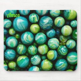 Mousepad AMOS ~ Zany Shades de Verde e Azul ~ Marbles ~