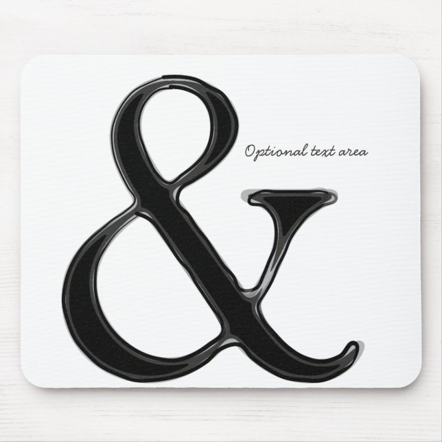 Mousepad Ampersand Chic Moderno Preto e Branco Personalizad (Frente)