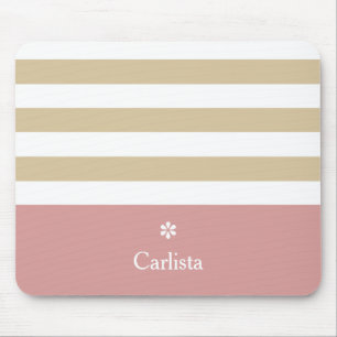 Mousepad Ampla faixa horizontal cor-de-rosa e margarida