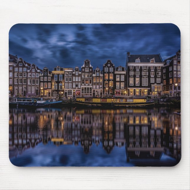 Mousepad Amsterdã com canais em Dusk (Frente)