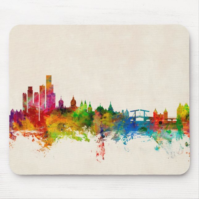 Mousepad Amsterdão a skyline holandesa (Frente)