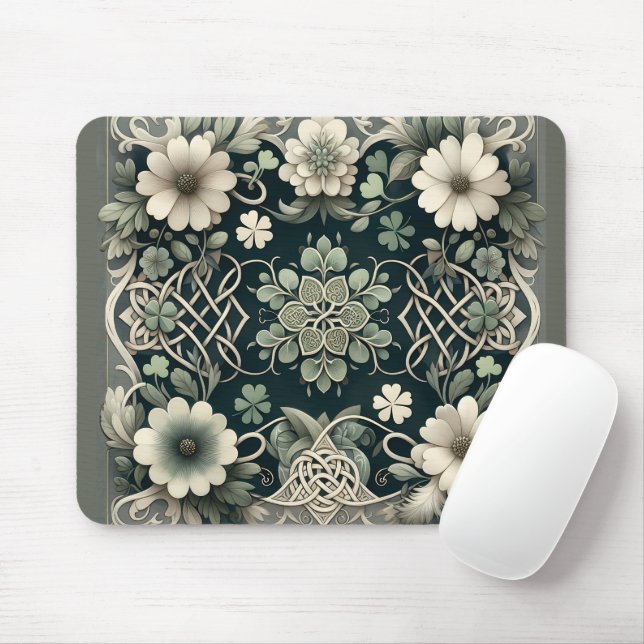 Mousepad Amuleto Floral Trevo Celta (Com mouse)