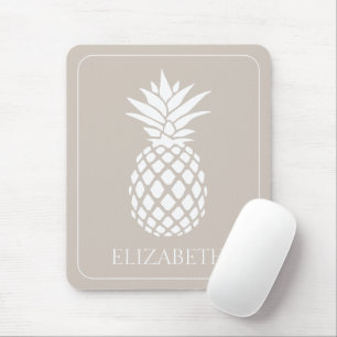 Mousepad Ananás branco de pré-disquete em bege