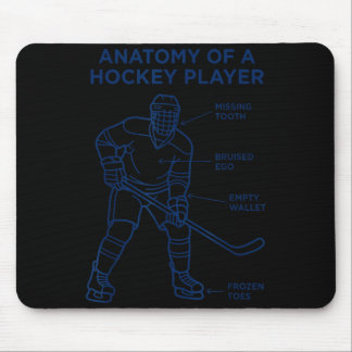 Mousepad Anatomia de um jogador de hóquei esportes engraçad