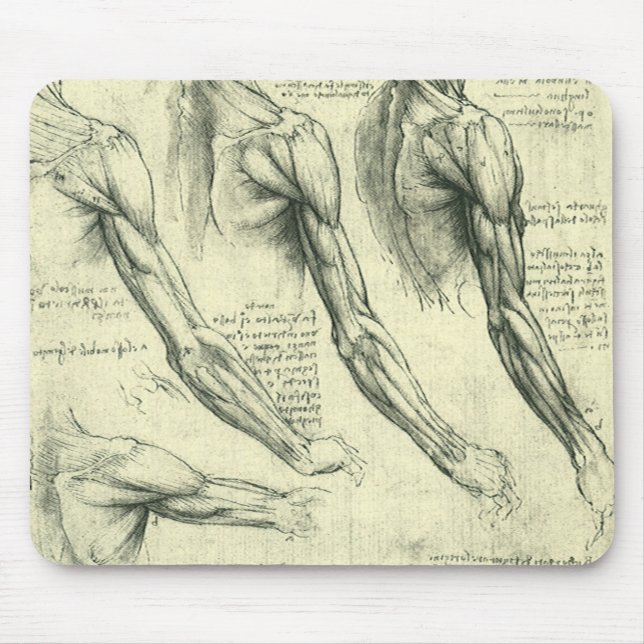 Mousepad Anatomia do braço e do ombro de Leonardo da Vinci (Frente)