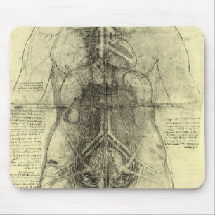 Mousepad Anatomia humana de Leonardo da Vinci, mulher Torso