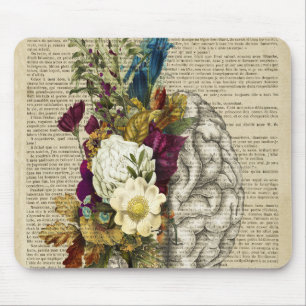 Mousepad anatomia médica floral do cérebro