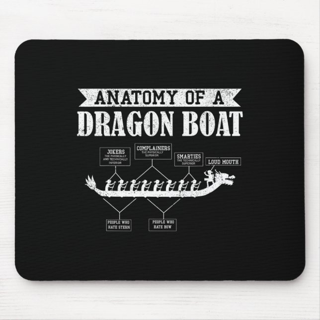 Mousepad Anatomy Of Dragon Boat Racing Lover Boats Racer Bo (Frente)