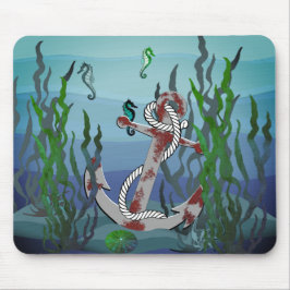 Mousepad âncora/algas/cinzas/cascas/cavalos de mar, enferru