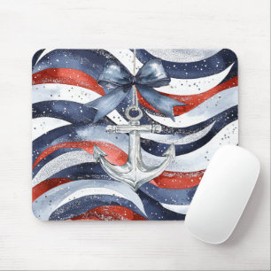 Mousepad Âncora de Arco Vermelho Branco Azul Náutico