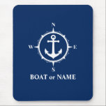 Mousepad Âncora de Barramento Náutico ou Marinho de Nome<br><div class="desc">Âncora de compactação náutica e seu nome personalizado ou teclado do mouse com nome de barco.</div>