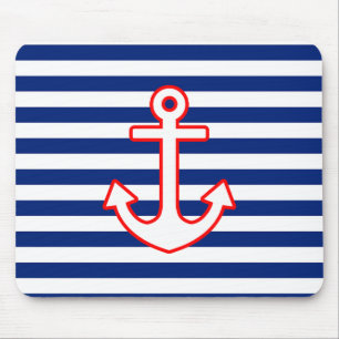Mousepad Âncora do estilo náutico em faixas