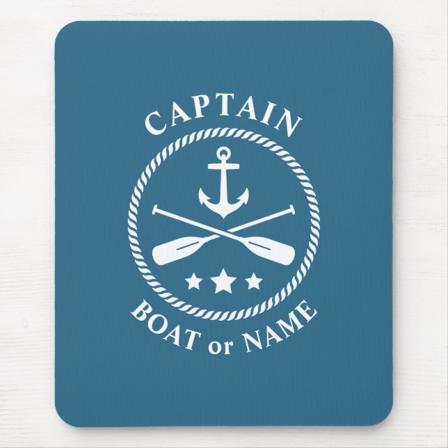 Mousepad Âncora e remos náuticos com o capitão Boat ou o no (Frente)