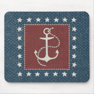 Mousepad Âncora litoral da arte no vermelho