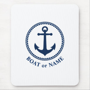 Mousepad Âncora marítima náutica Seu barco ou nome Marin