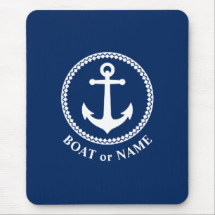 Mousepad Âncora marítima náutica Seu barco ou nome Marin