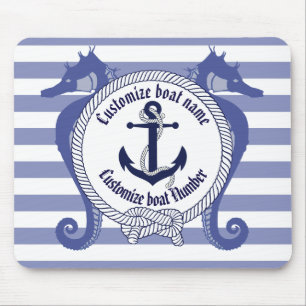 Mousepad Âncora náutica/Cavalo marinho/nó/Designação person