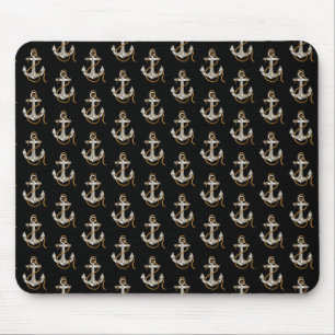 Mousepad âncora náutica prateada com corda