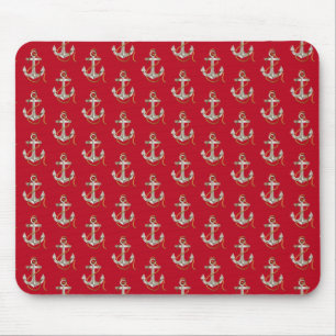 Mousepad âncora náutica prateada com corda