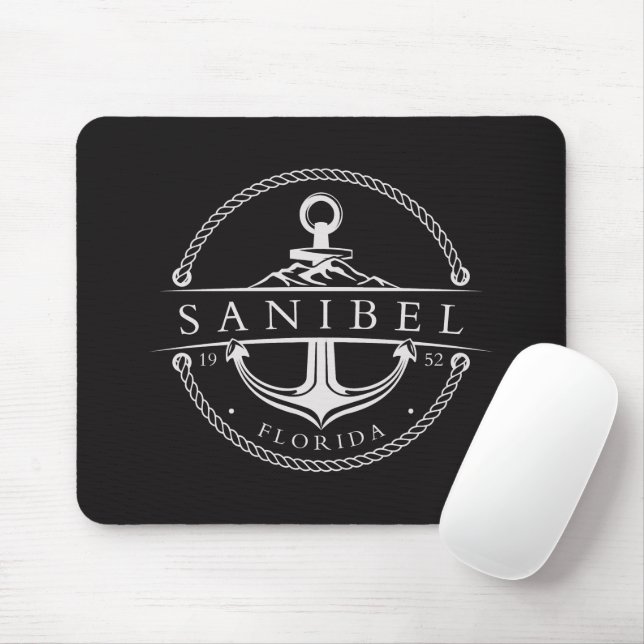 Mousepad Âncora Náutica Sanibel Flórida 1952 (Com mouse)