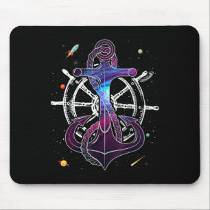 Mousepad Âncora Veleiro Galáxia Barco à Vela Para Marinheir