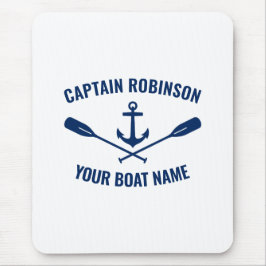 Mousepad Ancoragem náutica Oars Capitão e Nome do Barco Azu