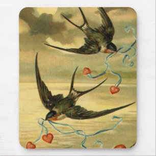 Mousepad Andorinhas de celeiro dos namorados do vintage com