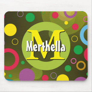 Mousepad Anéis de Círculos Vibrantes Verdes Personalizados