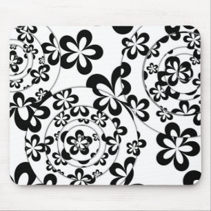 Mousepad Anéis e Flores Pretas e Brancas