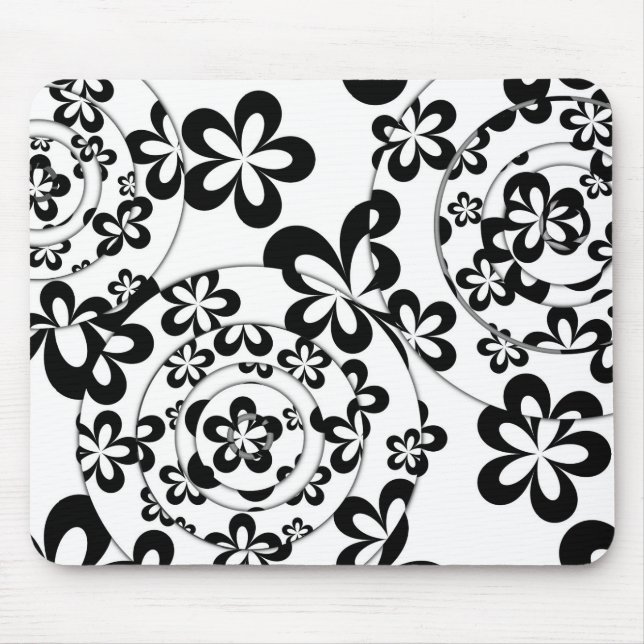 Mousepad Anéis e Flores Pretas e Brancas (Frente)