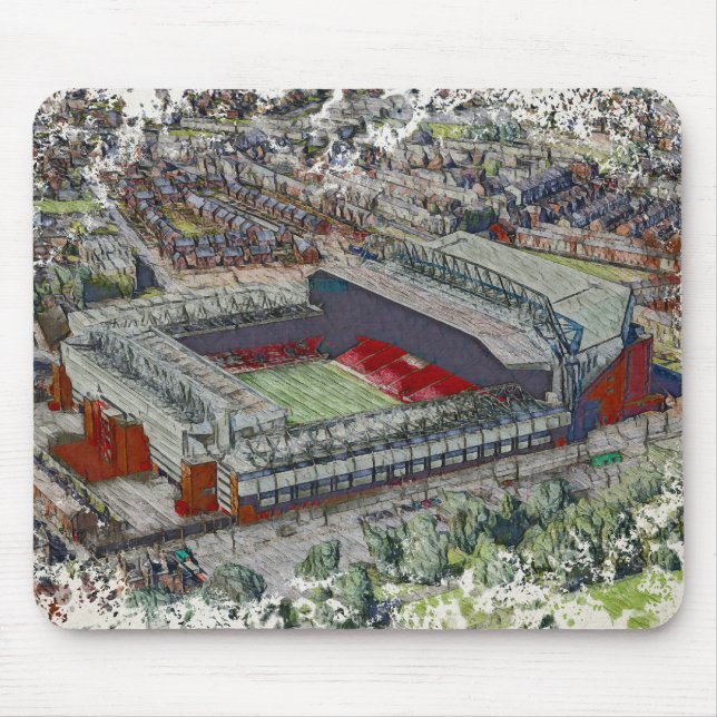Mousepad Anfield Stadium Liverpool - Artistic Watercolour (Frente)