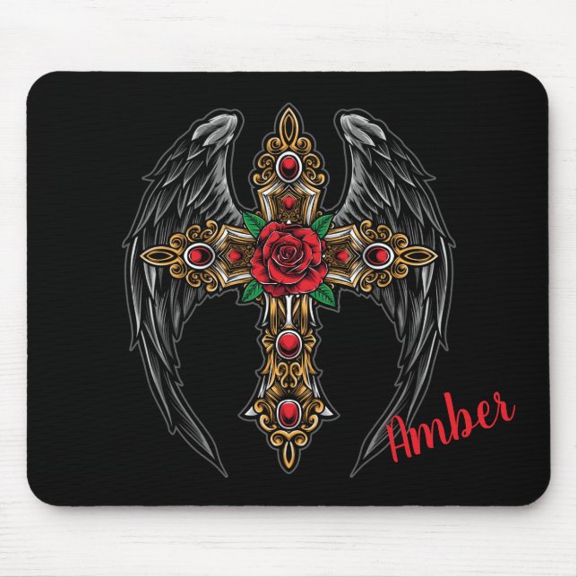 Mousepad Angel Wings, Cross e Rosas (Frente)