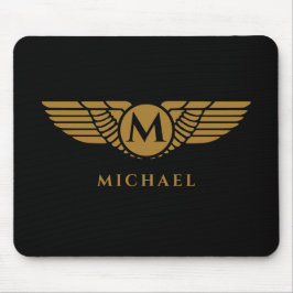 Mousepad Angel Wings Vintage Nome do Ouro Inicial Monograma