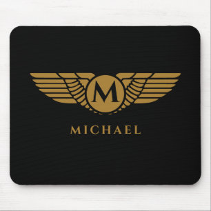 Mousepad Angel Wings Vintage Nome do Ouro Inicial Monograma