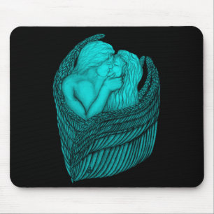 Mousepad Angels Kissing, Design preto e verde