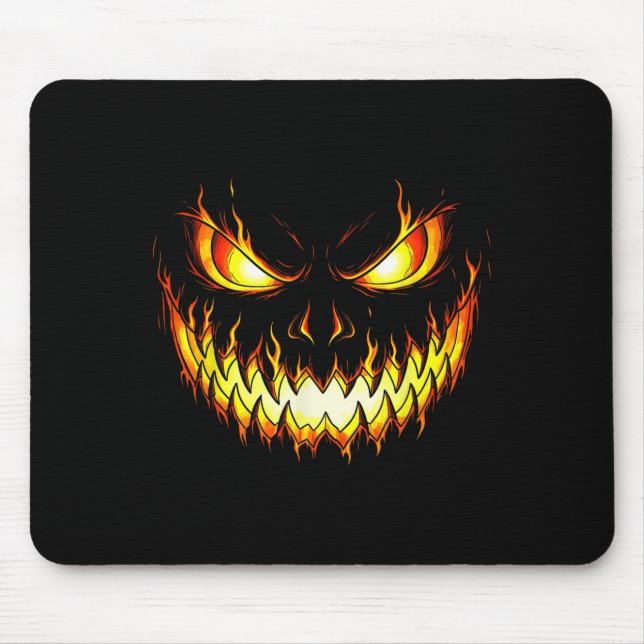 Mousepad Angry Flame Pumpkin Halloween Costume Men Women (Frente)