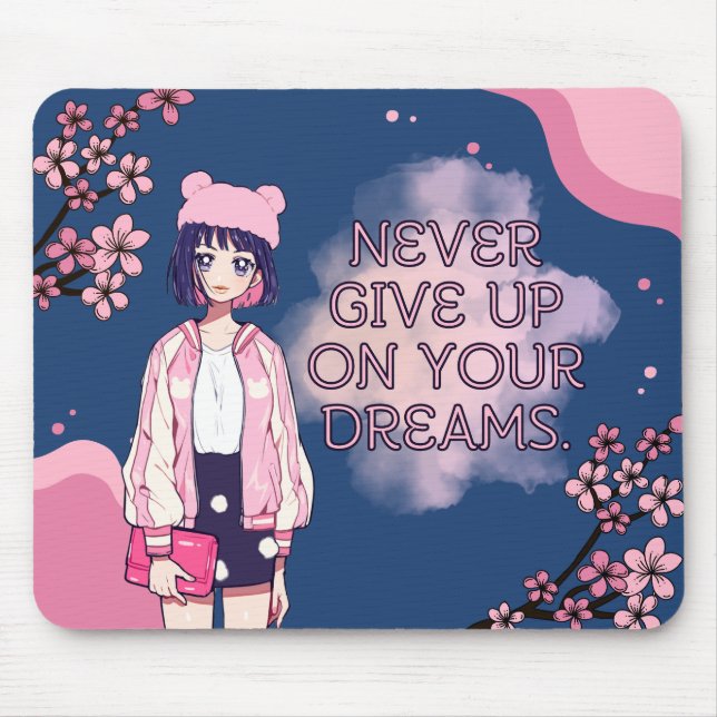 Mousepad Animação de animação Kawaii, cor-de-rosa-rosa, bri (Frente)