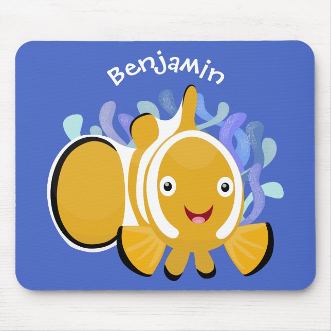 Mousepad Animação de marisco feliz e bonito (Frente)