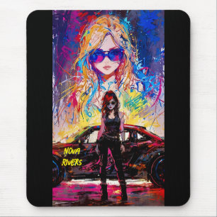 Mousepad animação de Pop de arte legal fêmea piloto de corr