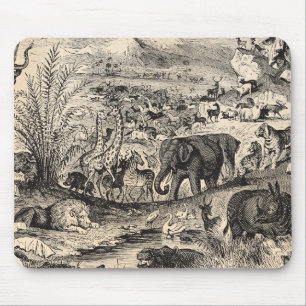 Mousepad Animais animais africanos da ilustração dos 1800