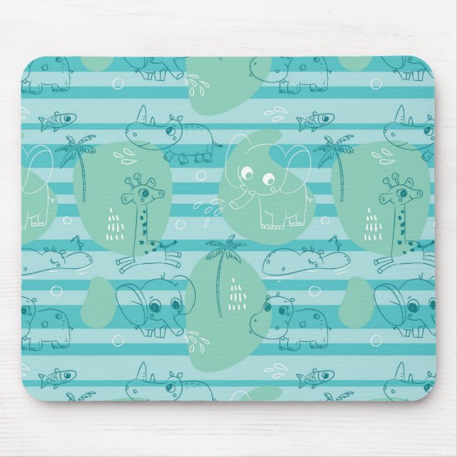 Mousepad Animais bonitos que jogam com água 1 (Frente)